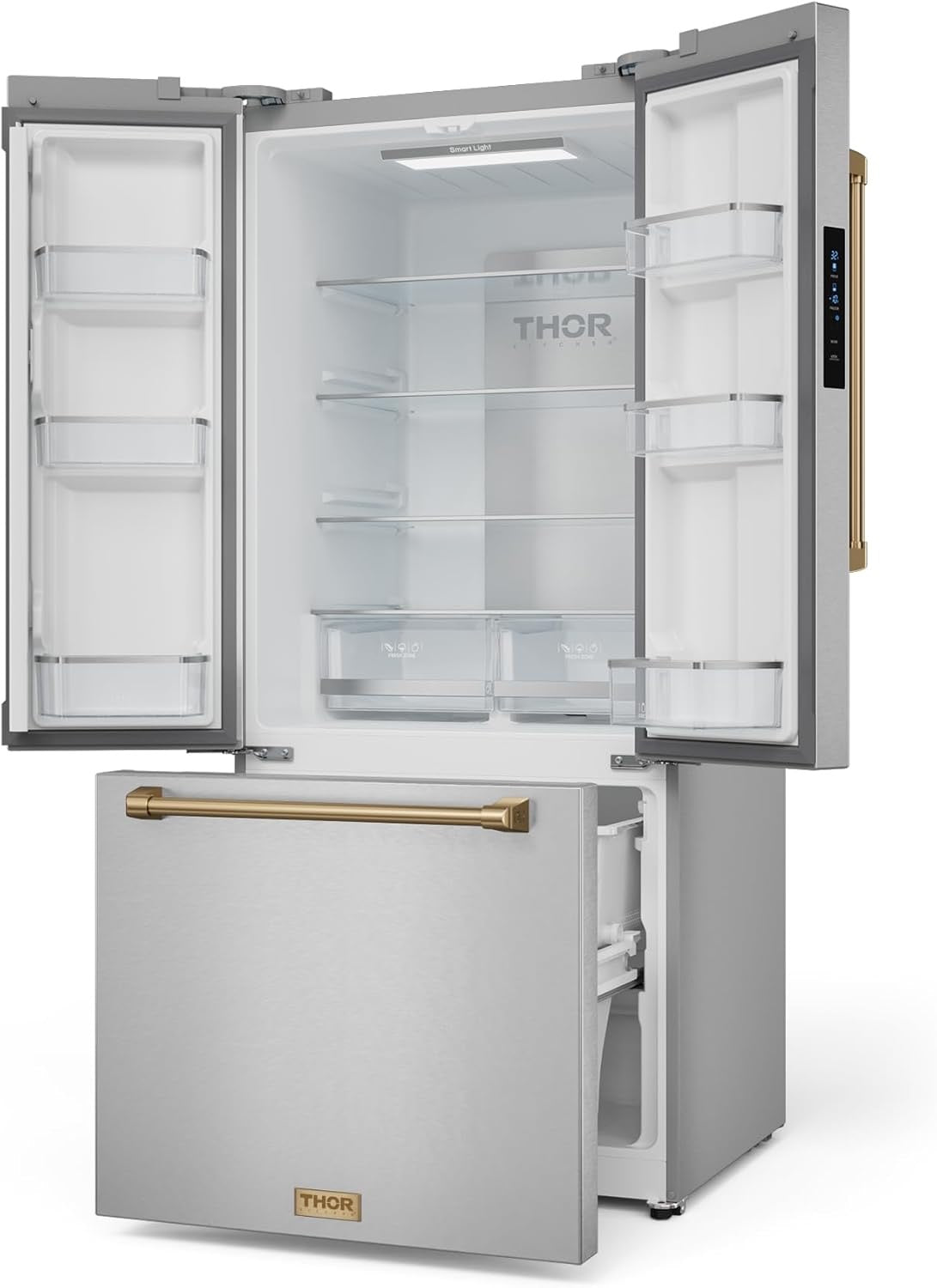 Thor Kitchen Gordon Ramsay 30″ French Door Counter-Depth Refrigerator | 17.7 cu ft with Ice Maker (Stainless Steel/Bronze)