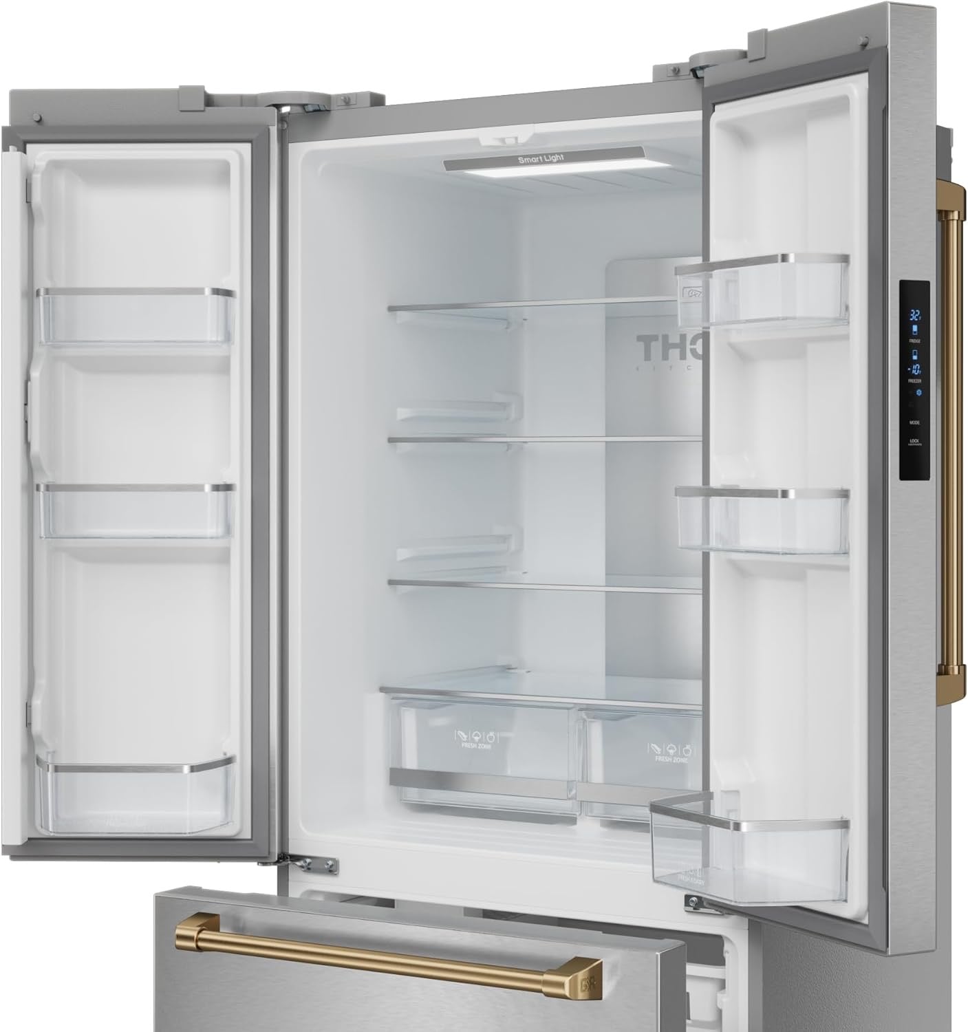 Thor Kitchen Gordon Ramsay 30″ French Door Counter-Depth Refrigerator | 17.7 cu ft with Ice Maker (Stainless Steel/Bronze)