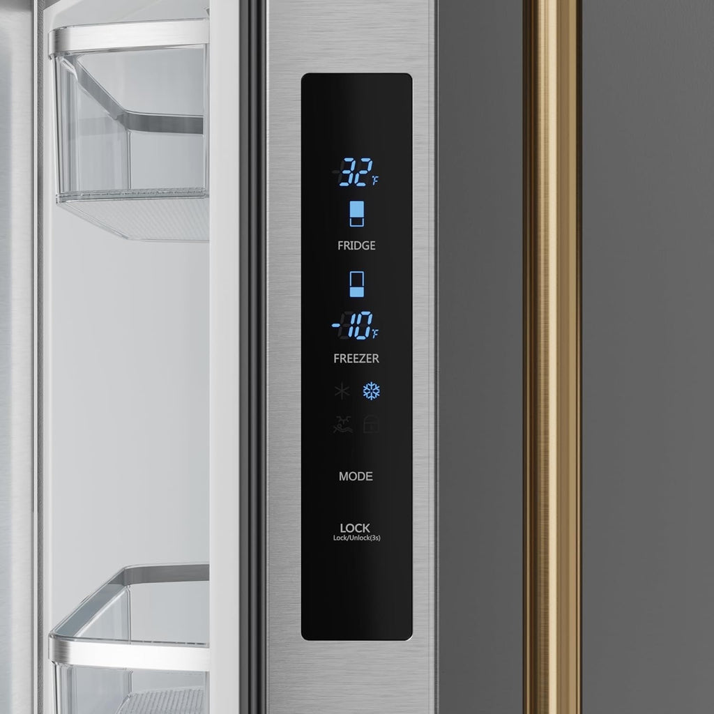 Thor Kitchen Gordon Ramsay 30″ French Door Counter-Depth Refrigerator | 17.7 cu ft with Ice Maker (Stainless Steel/Bronze)