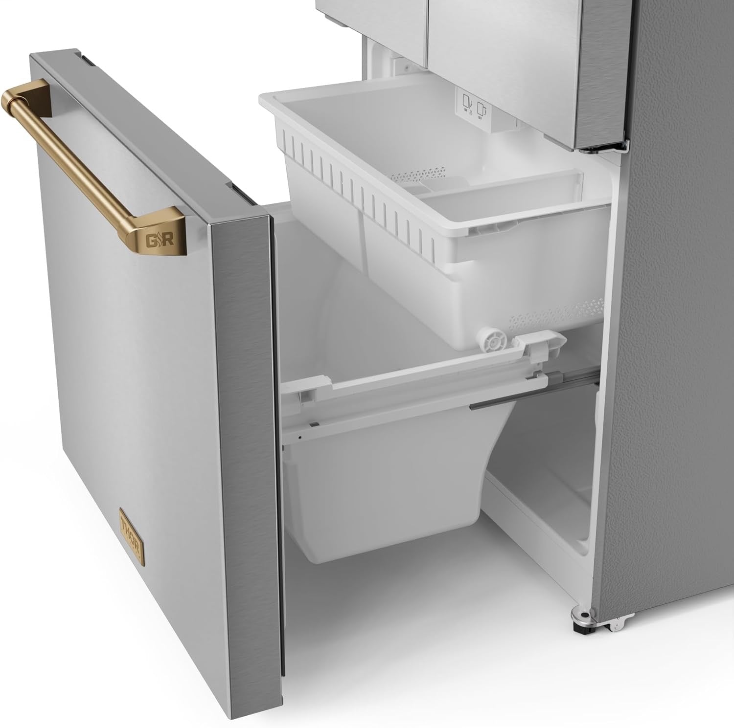 Thor Kitchen Gordon Ramsay 30″ French Door Counter-Depth Refrigerator | 17.7 cu ft with Ice Maker (Stainless Steel/Bronze)