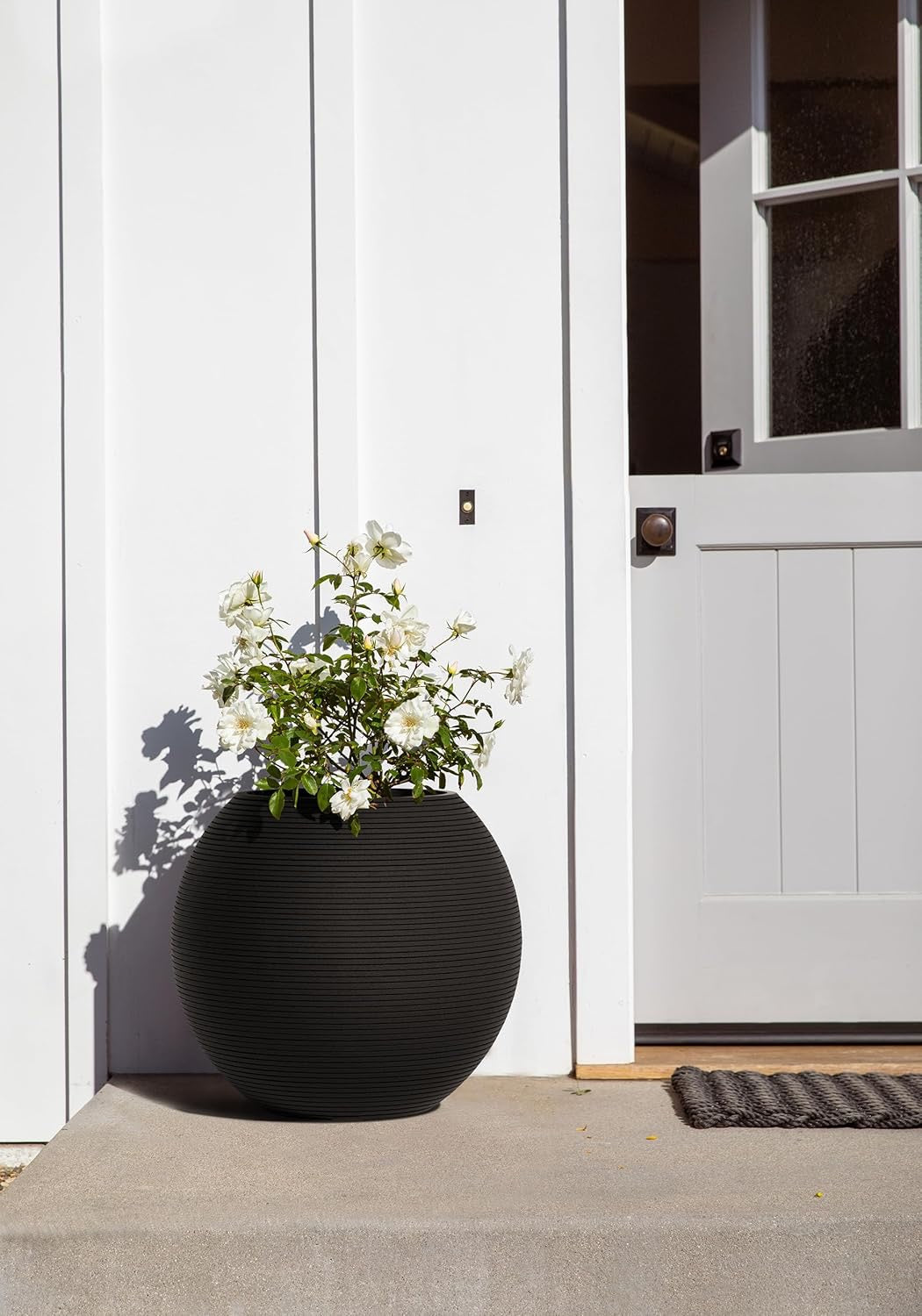 Veradek Strata Sphere Round Planter | Modern Outdoor Planter for Patio & Garden Décor