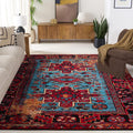 8x10 Persian Area Rug Red Blue | Vintage Hamadan Traditional Living Room Rug