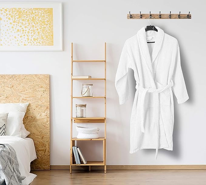 100% Cotton Shawl Collar Bathrobe | Terry Cloth Spa & Hotel Luxury Robe
