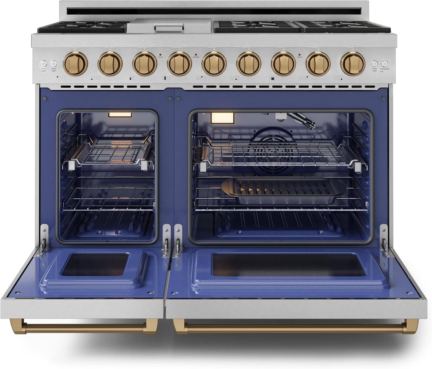 Gordon Ramsay by THOR Kitchen 48″ Professional Liquid Propane Range | Tilt Panel Touch Control (Stainless Steel/Bronze)