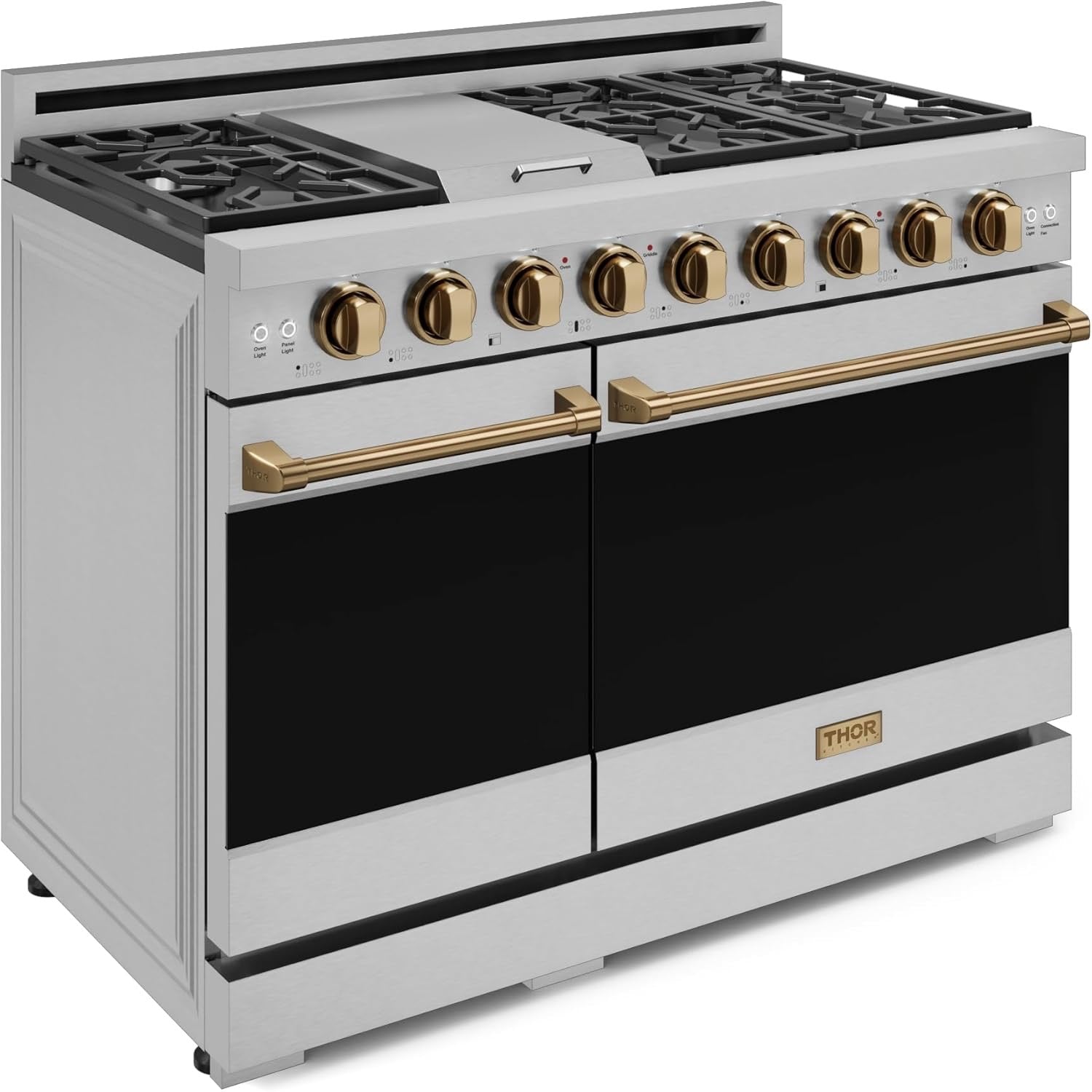 Gordon Ramsay by THOR Kitchen 48″ Professional Liquid Propane Range | Tilt Panel Touch Control (Stainless Steel/Bronze)
