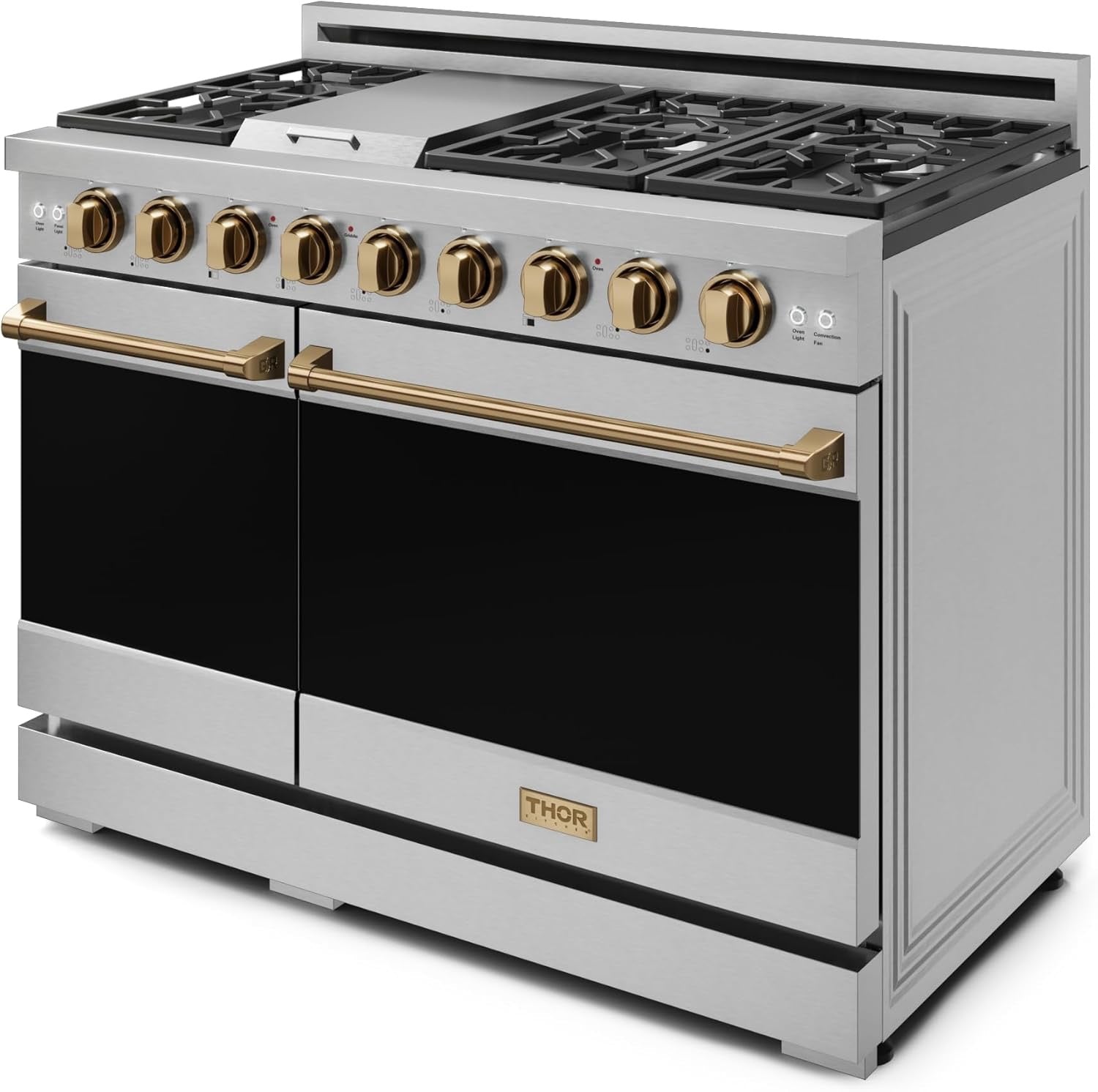 Gordon Ramsay by THOR Kitchen 48″ Professional Liquid Propane Range | Tilt Panel Touch Control (Stainless Steel/Bronze)