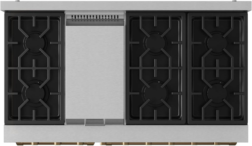 Gordon Ramsay by THOR Kitchen 48″ Professional Liquid Propane Range | Tilt Panel Touch Control (Stainless Steel/Bronze)