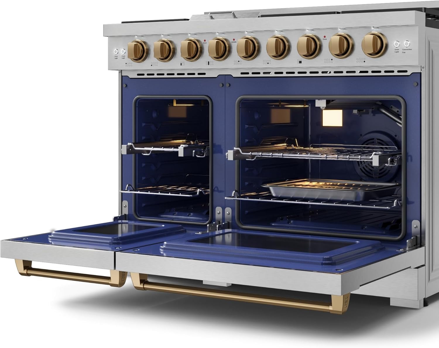 Gordon Ramsay by THOR Kitchen 48″ Professional Liquid Propane Range | Tilt Panel Touch Control (Stainless Steel/Bronze)