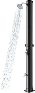 Goplus 7.2 FT Solar Heated Outdoor Shower | 10-Gallon Freestanding Pool & Backyard Shower (Black)