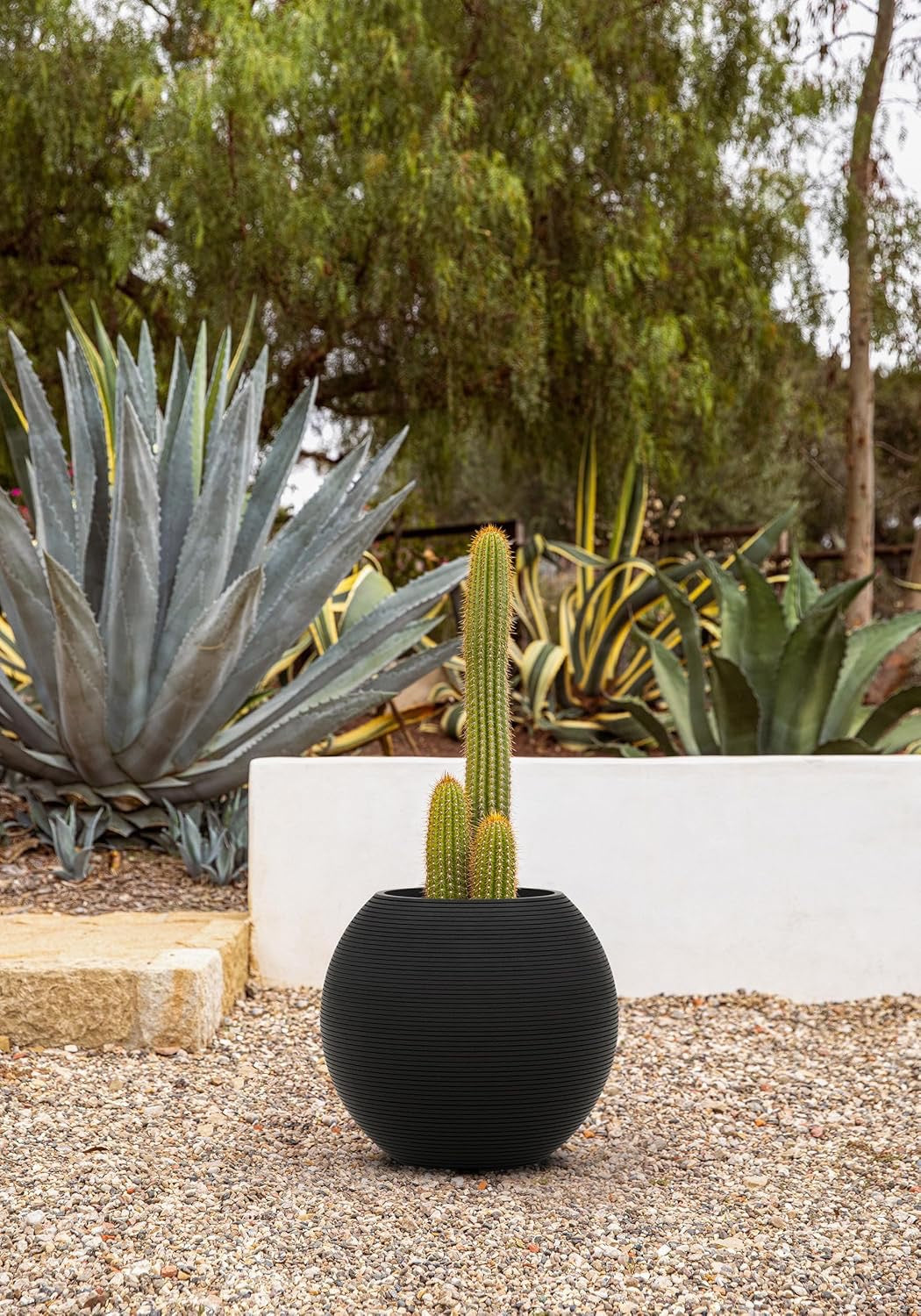 Veradek Strata Sphere Round Planter | Modern Outdoor Planter for Patio & Garden Décor