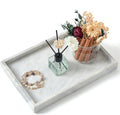 Natural Marble Bathroom Vanity Tray | Solid White Stone Organizer (12” x 8”)