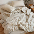SIJO Stone Washed Organic French Linen Sheet Set King | GOTS Certified Cooling Linen Sheets Breathable Luxury Bedding