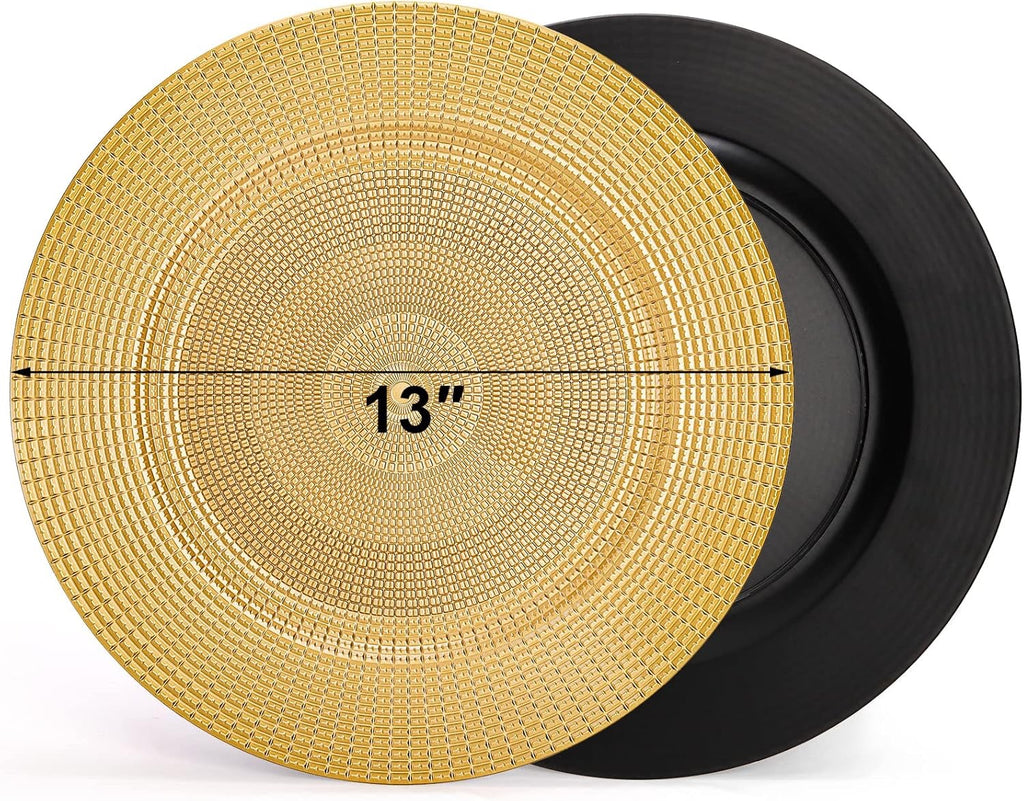 Hiceeden Gold Charger Plates Set of 12 | 13” Decorative Chain Rim Table Chargers