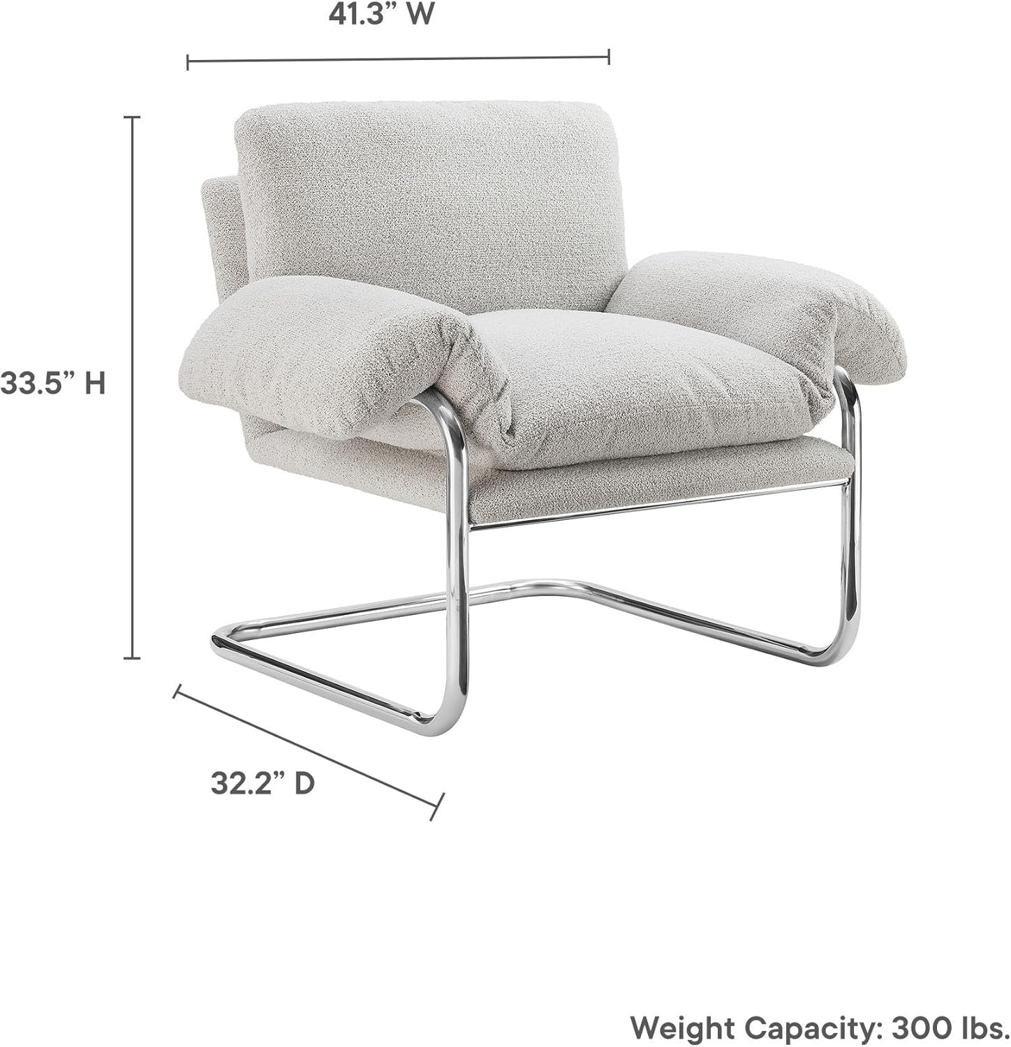 Modway Ansel Bouclé Accent Chair | Upholstered Lounge Chair with Arms (Newsprint)