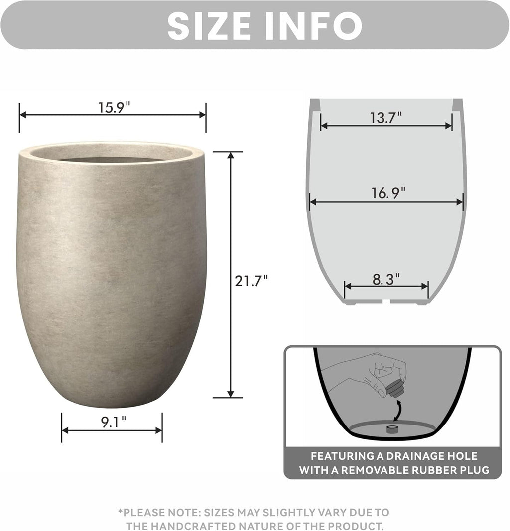 Kante Tall Concrete Planter 21.7" | Modern Weathered Concrete Indoor Outdoor Plant Pot