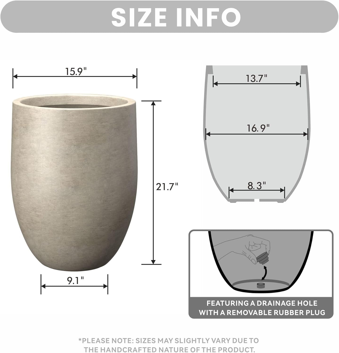 Kante Tall Concrete Planter 21.7" | Modern Weathered Concrete Indoor Outdoor Plant Pot