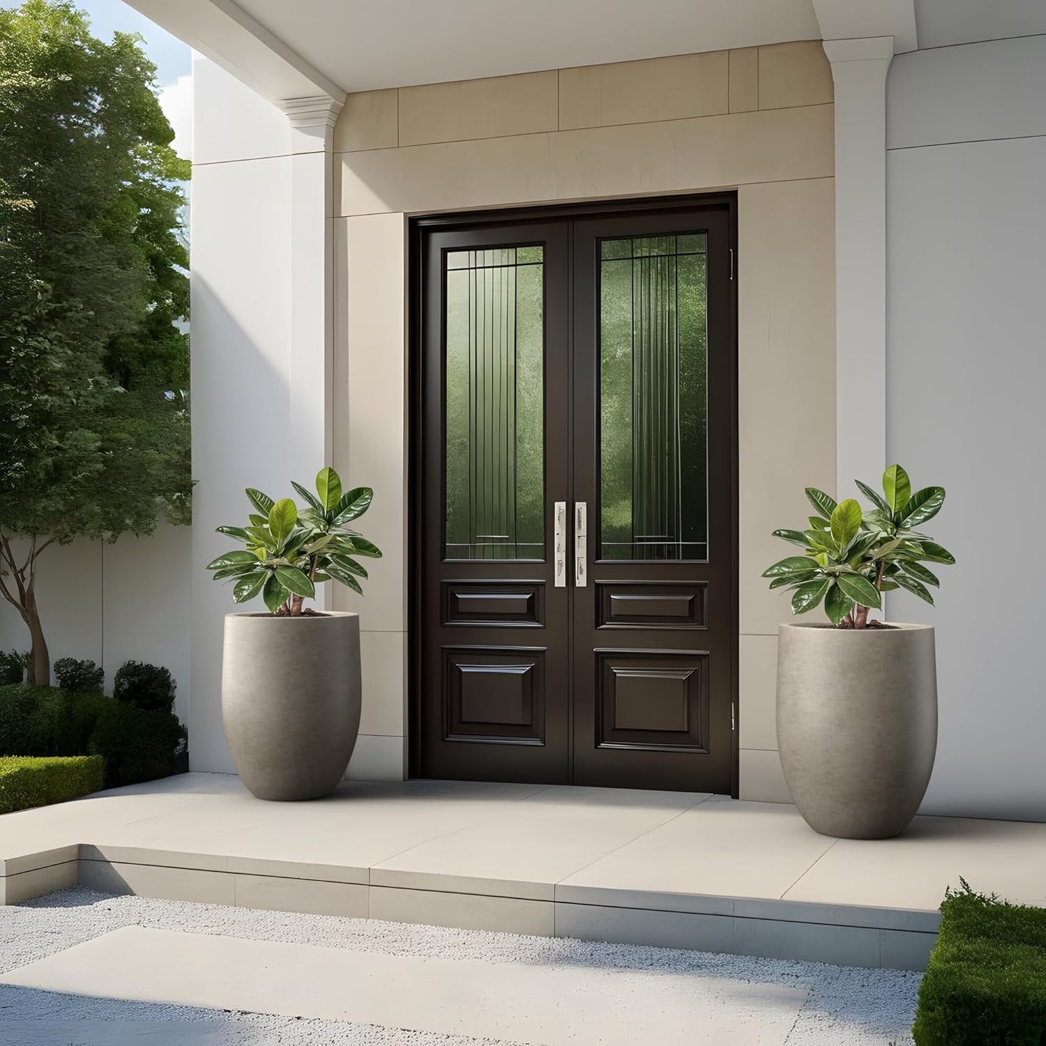 Kante Tall Concrete Planter 21.7" | Modern Weathered Concrete Indoor Outdoor Plant Pot