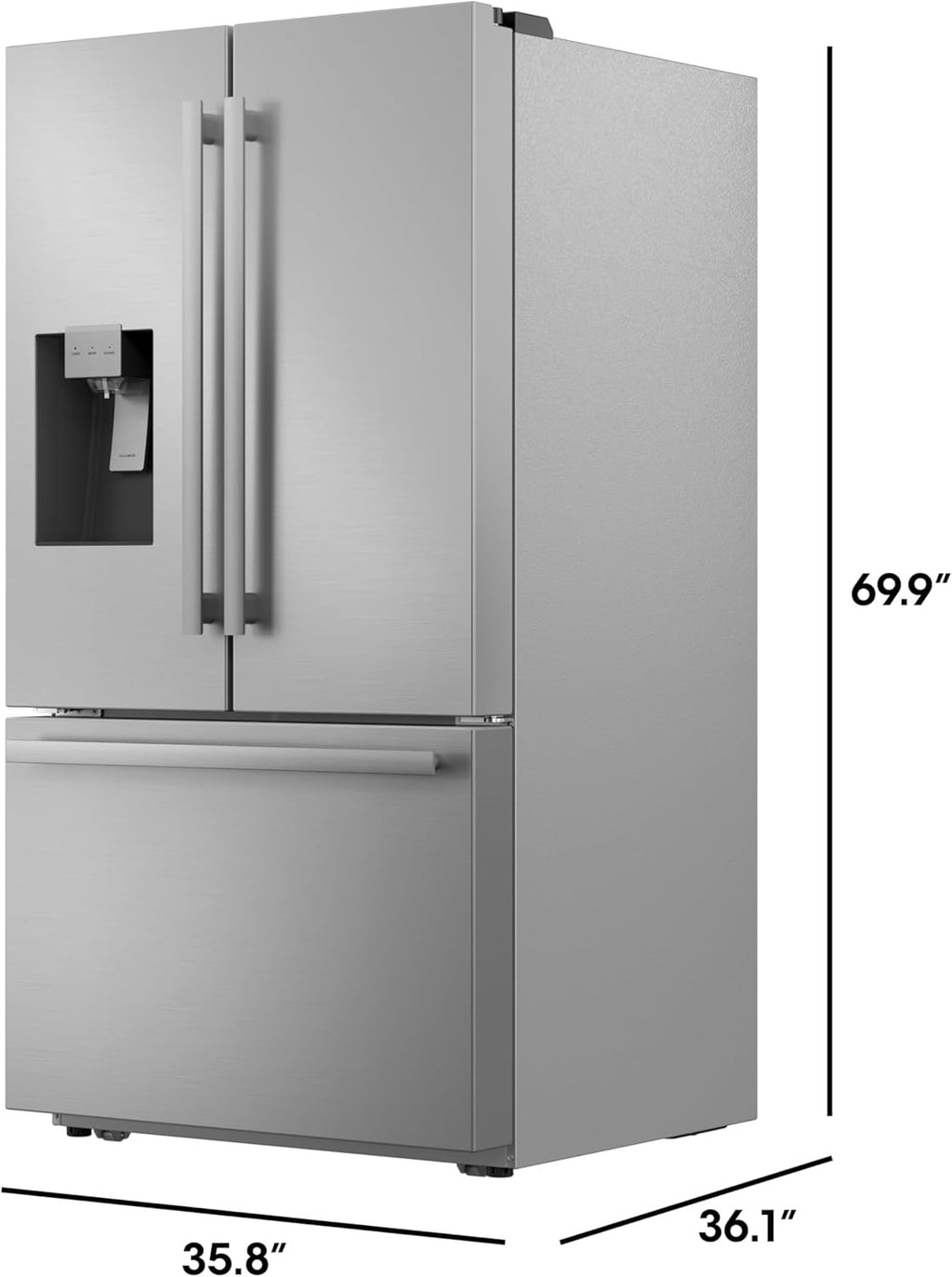 Sharp SJF2955KS 28.9 cu ft 3-Door French Door Refrigerator | Ice & Water Dispenser (Stainless Steel)
