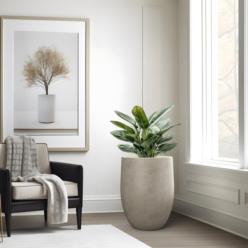 Kante Tall Concrete Planter 21.7" | Modern Weathered Concrete Indoor Outdoor Plant Pot