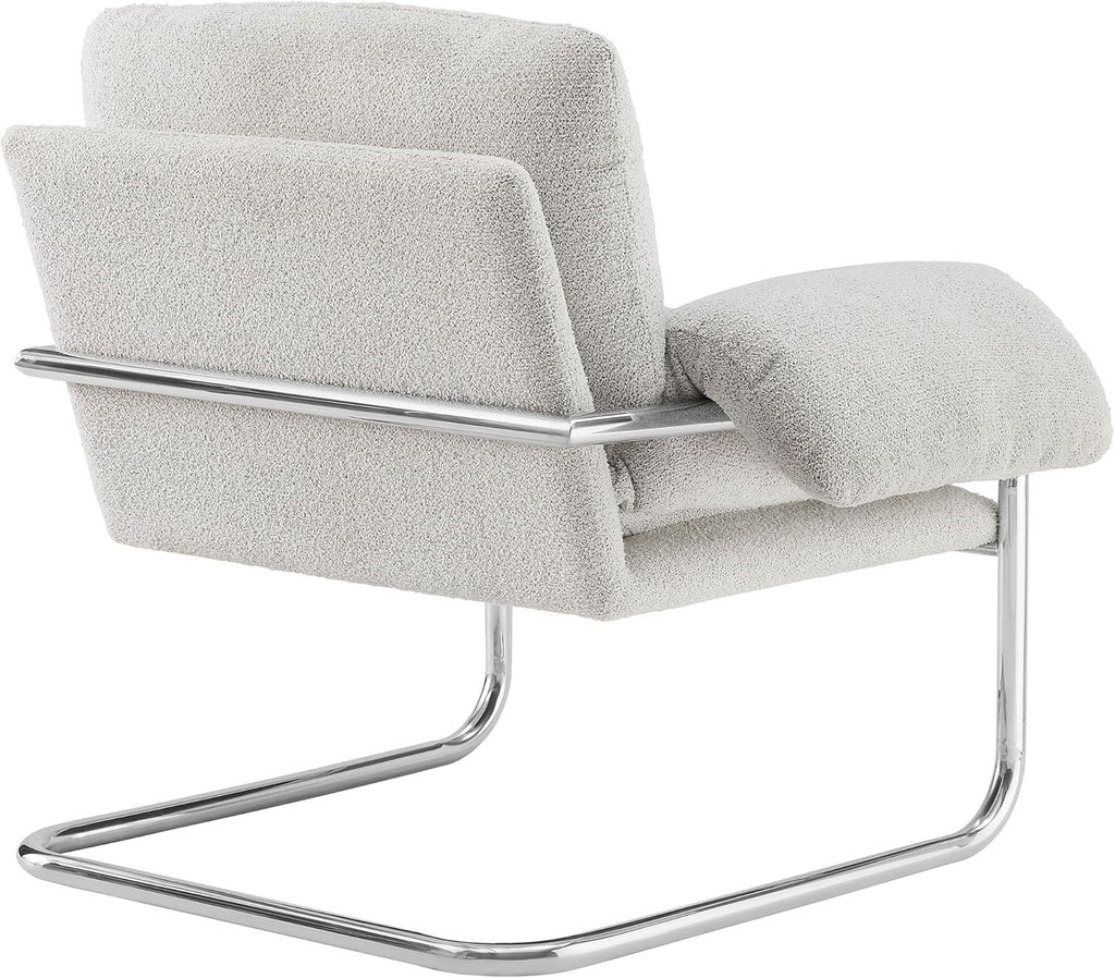 Modway Ansel Bouclé Accent Chair | Upholstered Lounge Chair with Arms (Newsprint)