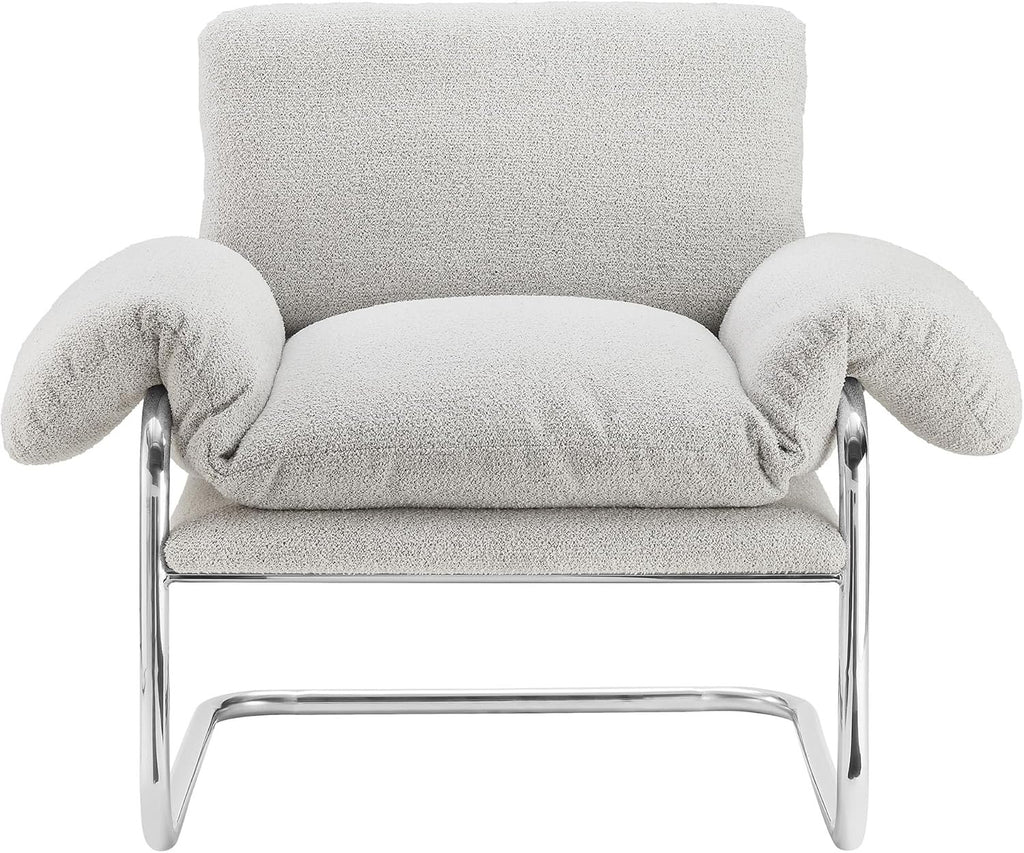 Modway Ansel Bouclé Accent Chair | Upholstered Lounge Chair with Arms (Newsprint)