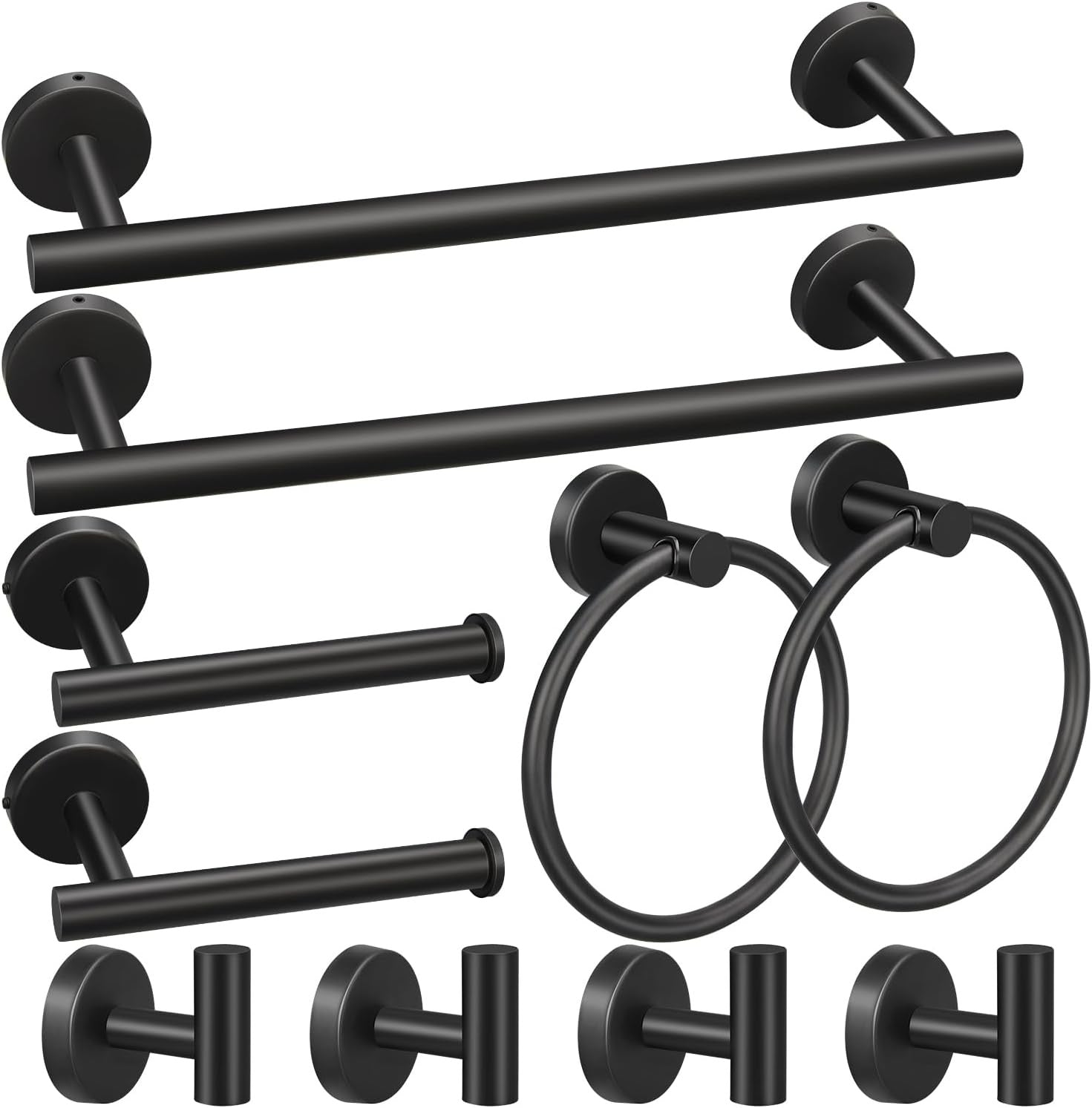 10-Piece Bathroom Hardware Set | Towel Bars, Toilet Paper Holder, Towel Rings & Robe Hooks