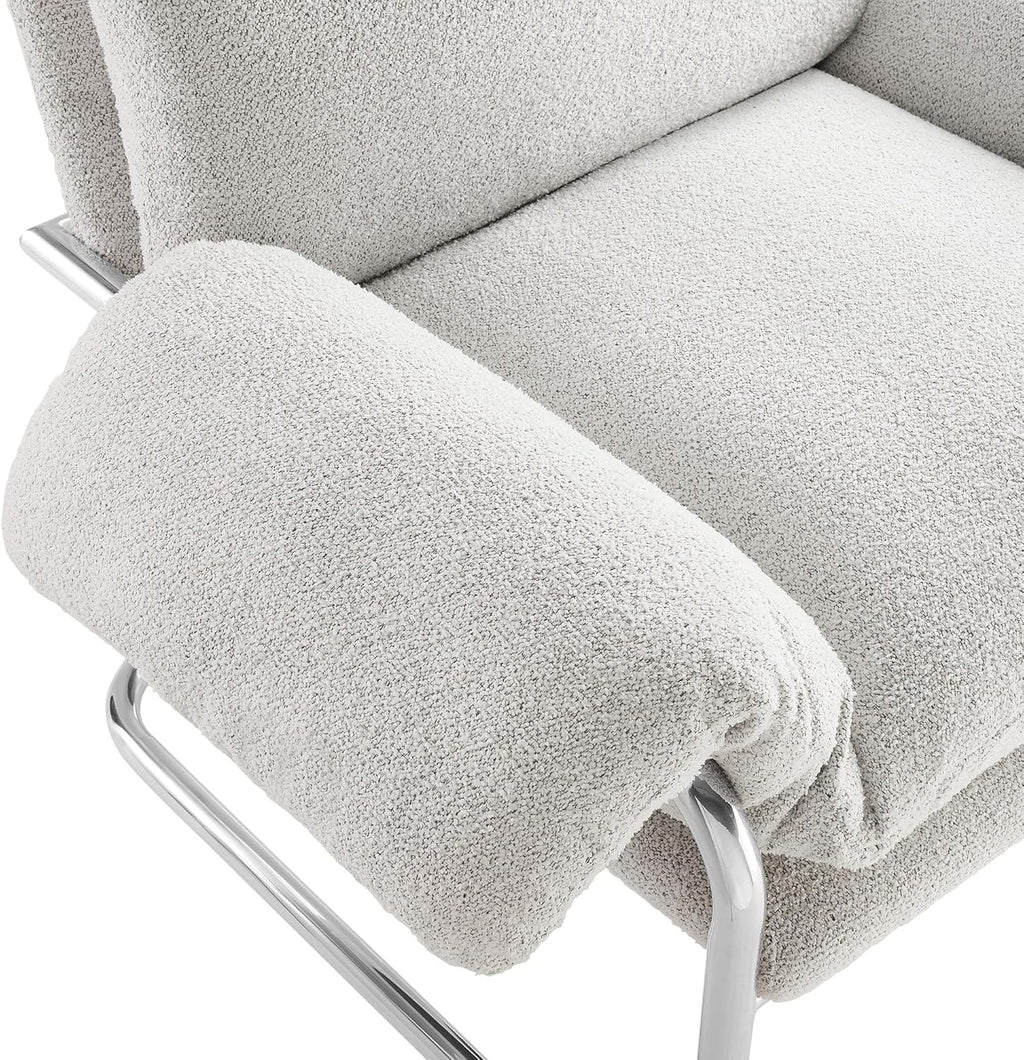 Modway Ansel Bouclé Accent Chair | Upholstered Lounge Chair with Arms (Newsprint)