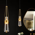 Raindrop Brass Glass Pendant Light | Modern Gold Teardrop Hanging Ceiling Fixture | Set of 2