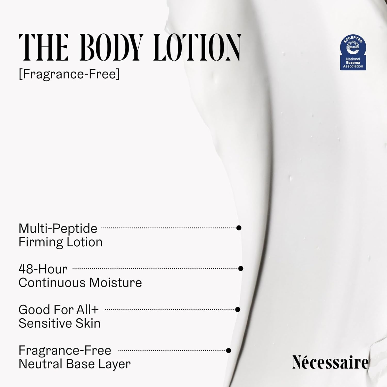 Nécessaire The Body Lotion 450mL | Fragrance-Free Multi-Peptide Firming Moisturizer with 2.5% Niacinamide