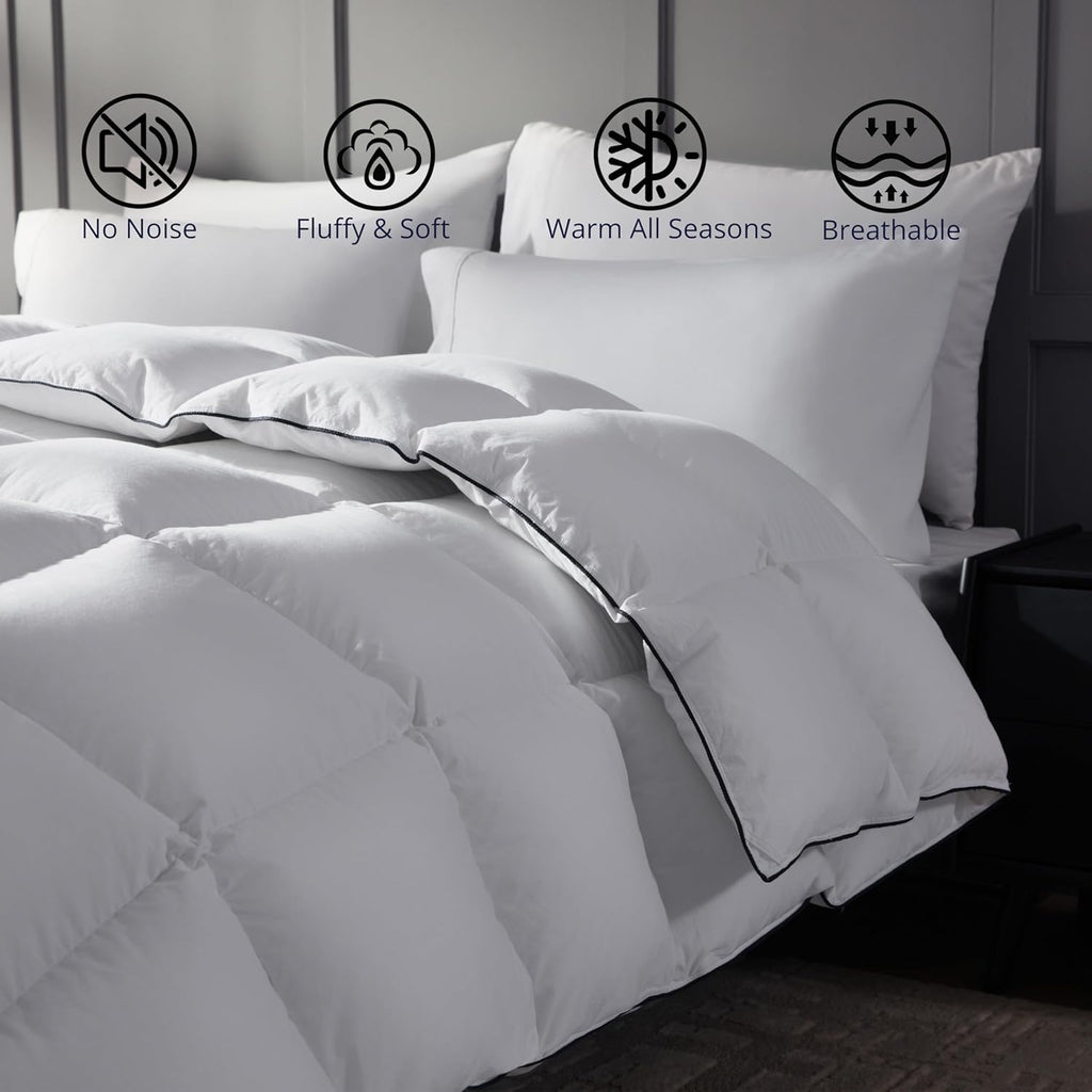 Ubauba Goose Feather Down Fiber Duvet Insert | Hotel-Style All-Season Comforter