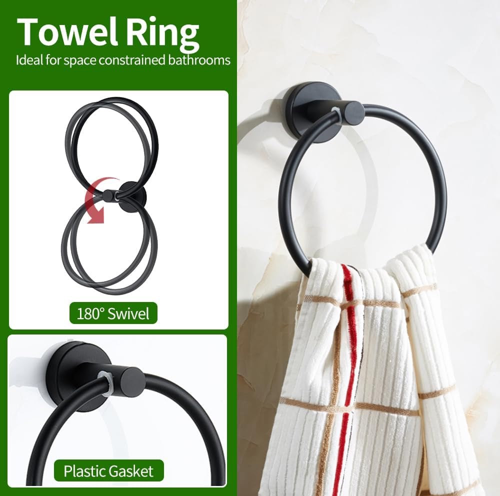 10-Piece Bathroom Hardware Set | Towel Bars, Toilet Paper Holder, Towel Rings & Robe Hooks