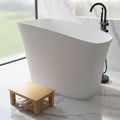 51-Inch Japanese Soaking Tub – Freestanding Stone Resin Deep Soaking Bathtub with Built-In Seat