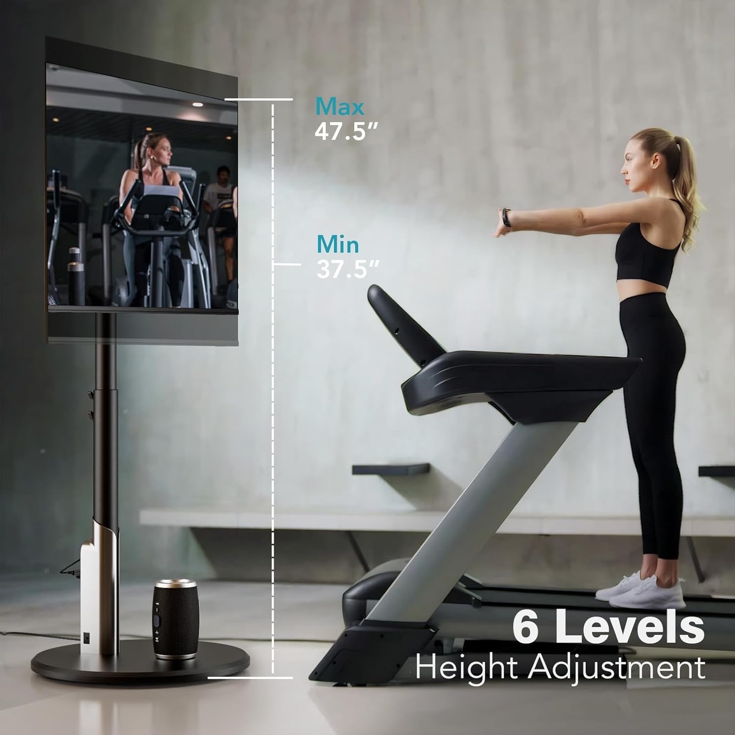 Mobile TV Stand with Power Outlet – Rolling Cart for 27-65 Inch TVs with Adjustable Height & Ambient Lighting