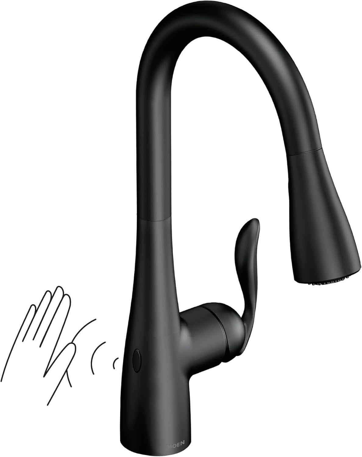 Moen Arbor MotionSense Wave Touchless Kitchen Faucet Matte Black 7594EWBL | Pulldown Sprayer with Power Clean