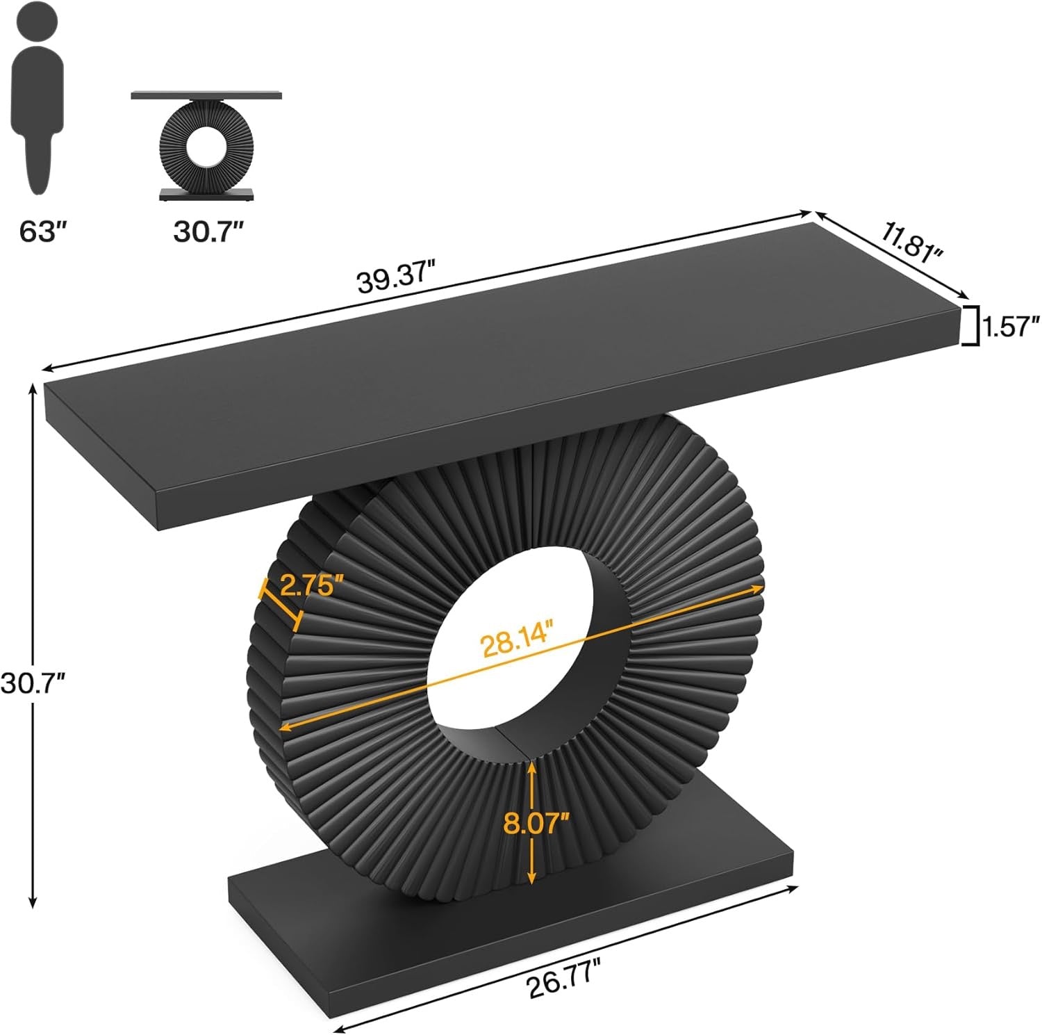 Tribesigns Modern Geometric Console Table | 40" Black Contemporary Entryway Accent Table