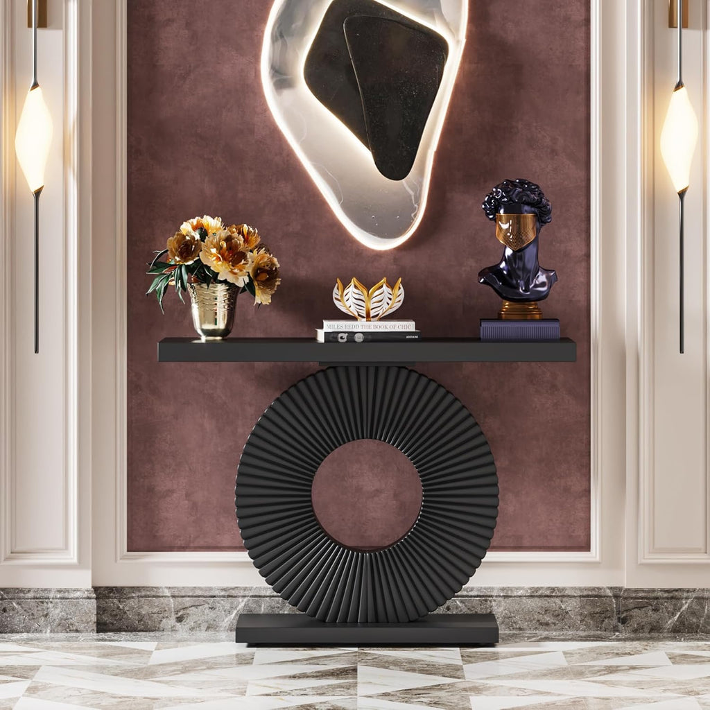 Tribesigns Modern Geometric Console Table | 40" Black Contemporary Entryway Accent Table