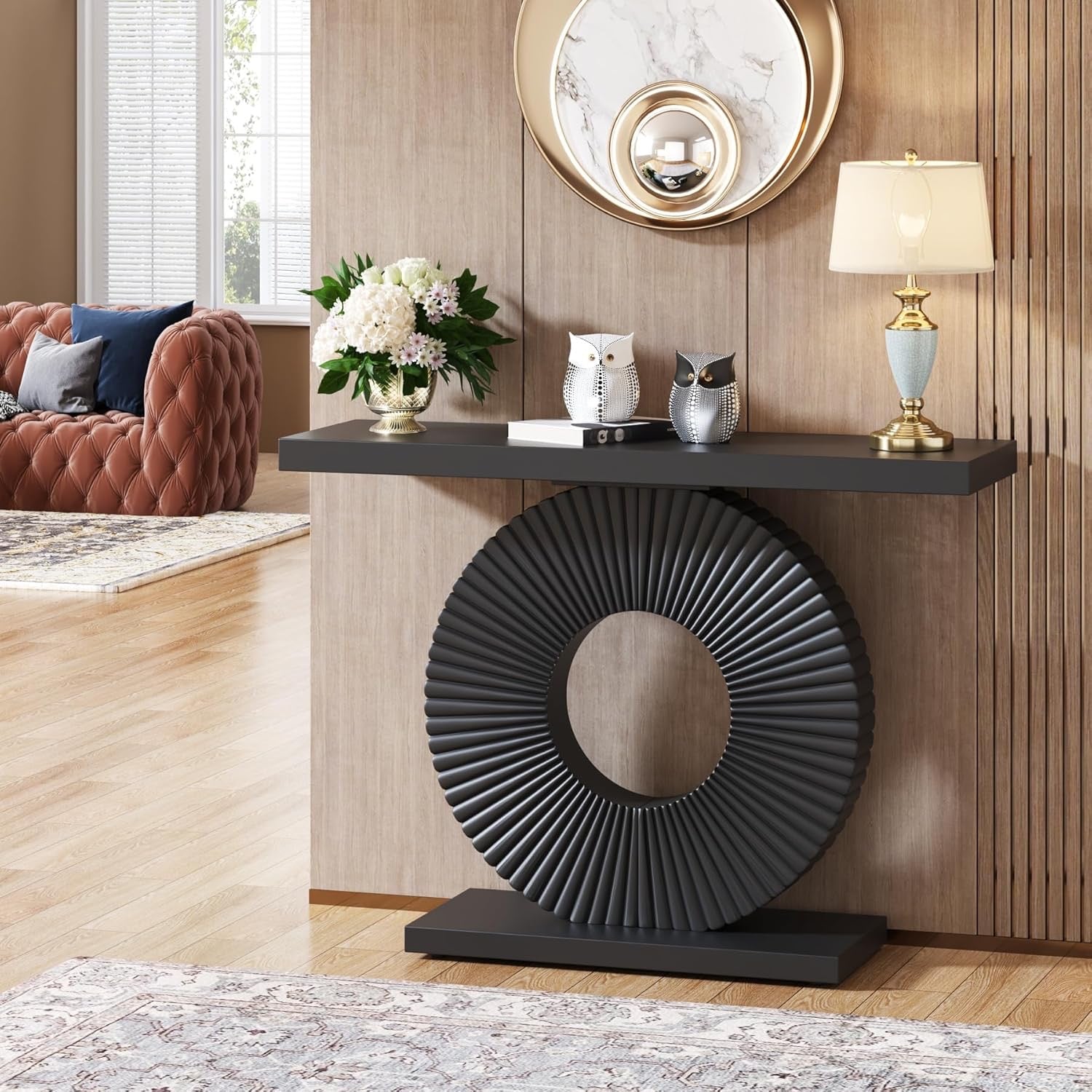 Tribesigns Modern Geometric Console Table | 40" Black Contemporary Entryway Accent Table