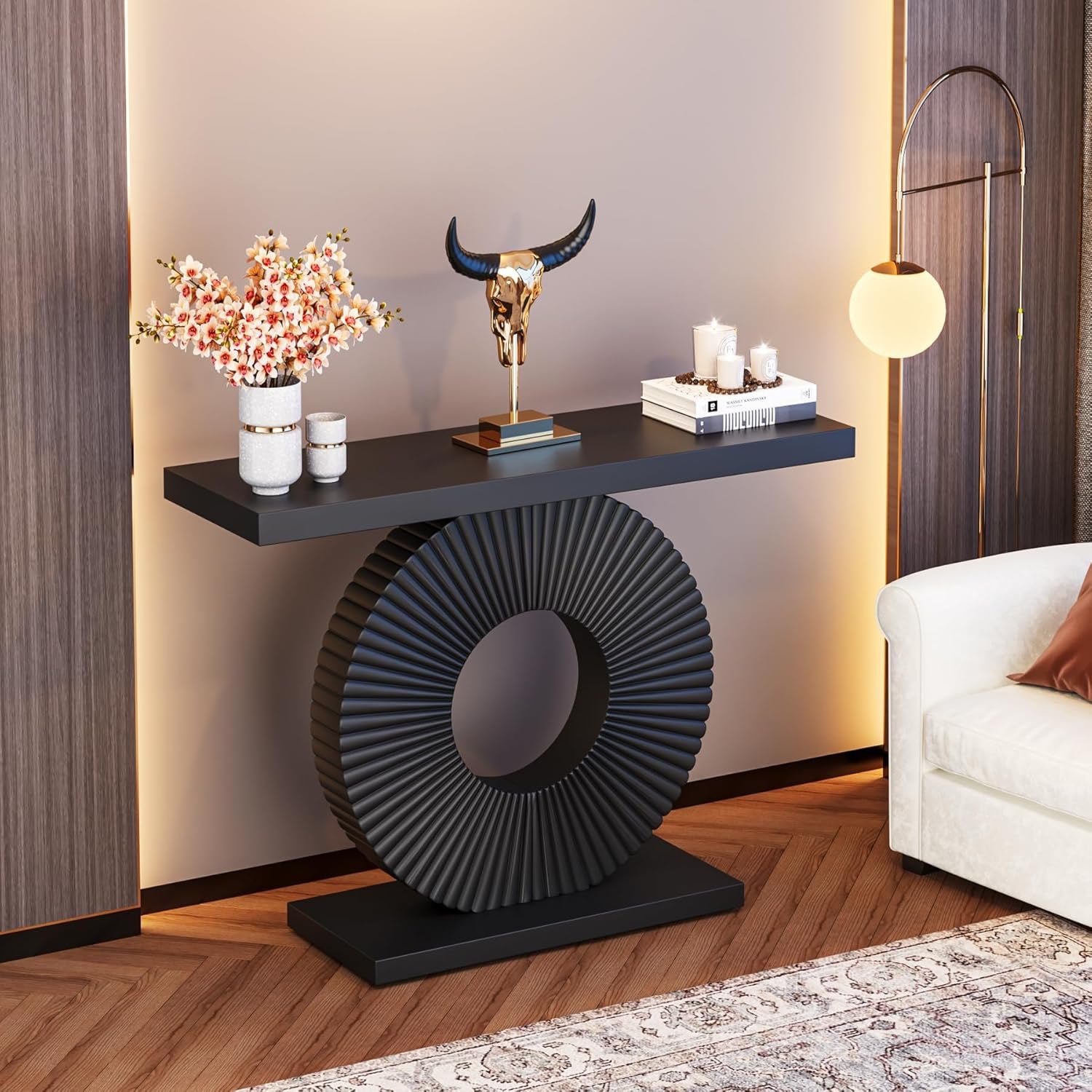 Tribesigns Modern Geometric Console Table | 40" Black Contemporary Entryway Accent Table