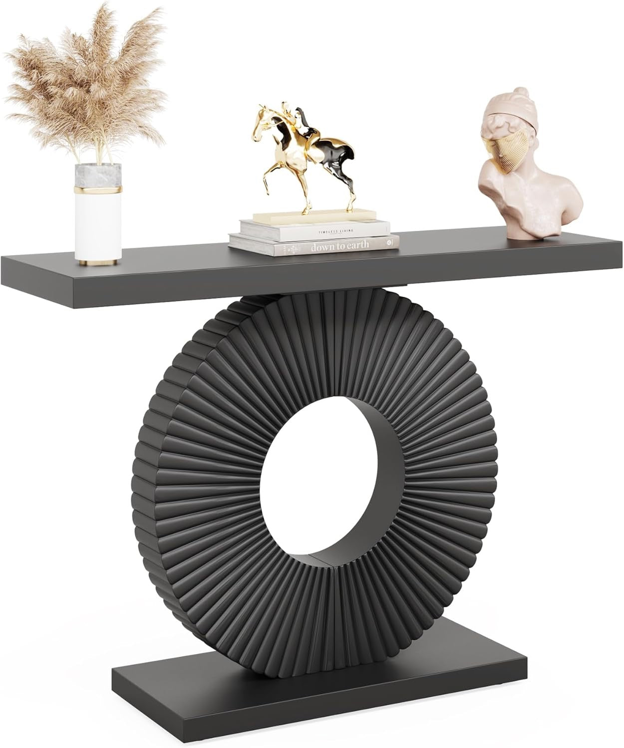 Tribesigns Modern Geometric Console Table | 40" Black Contemporary Entryway Accent Table