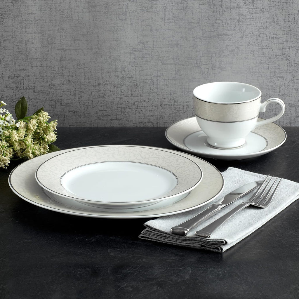 Mikasa Parchment 40-Piece Dinnerware Set | Service for 8 Contemporary Porcelain Plates, Bowls & Mugs