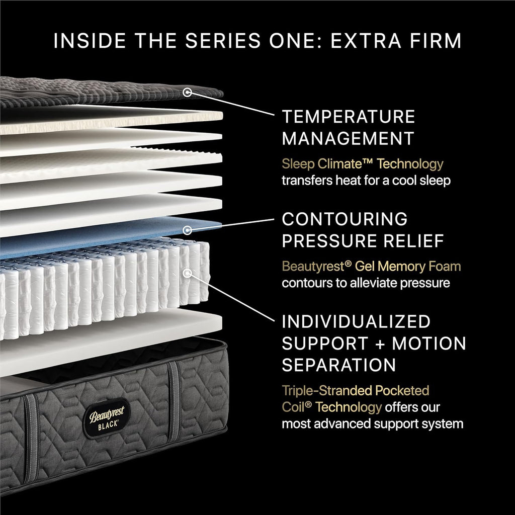 Beautyrest Black Series One 13.5” Extra Firm Queen Mattress | Cooling, Breathable Luxury Support