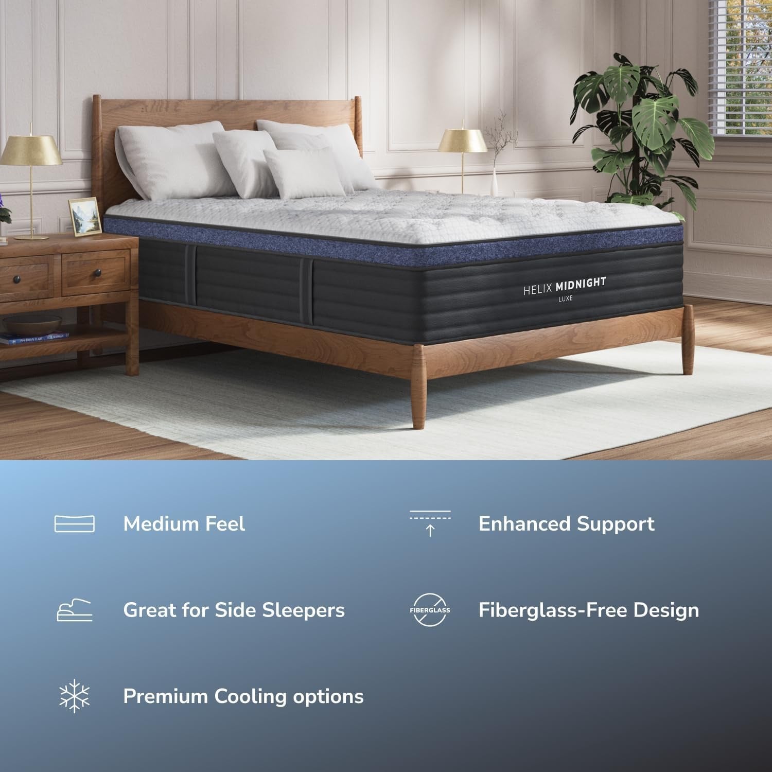 Helix Midnight Luxe King Mattress | Premium Cooling Hybrid with Zoned Support