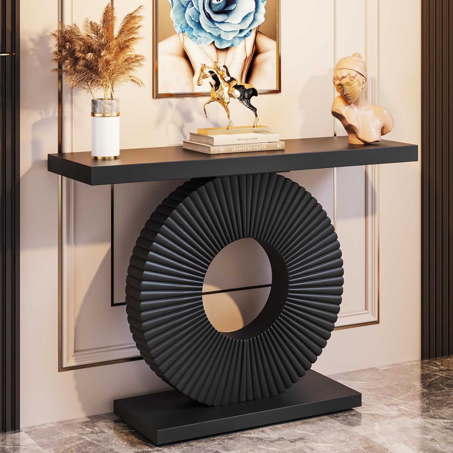 Tribesigns Modern Geometric Console Table | 40" Black Contemporary Entryway Accent Table