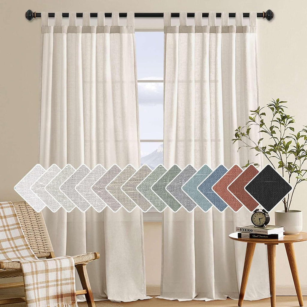 H.VERSAILTEX 108-Inch Linen Curtains – Ultra Luxurious Semi-Sheer Light Filtering Drapery Panels