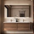 Genpai 64" Double Sink Bathroom Vanity with Smart LED Mirror | Corian Countertop | 4 Drawers